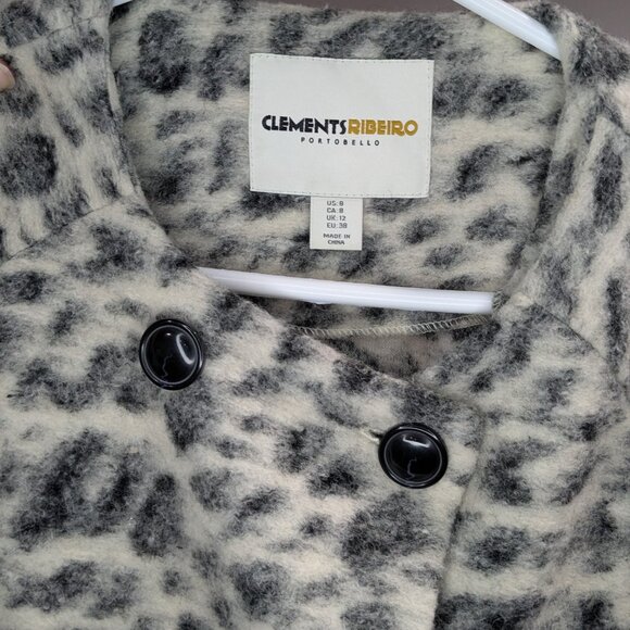 Clements Ribeiro Animal Print Jacket White Grey Size 8 - Picture 2 of 3